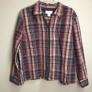 C.J. Banks Red, Tan, Black Button Down Shirt 1X